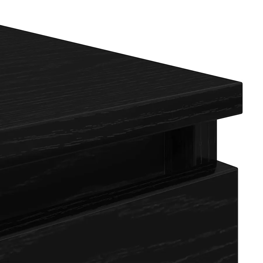 Buffet chêne noir 37,5x35x76 cm bois d'ingénierie - 9