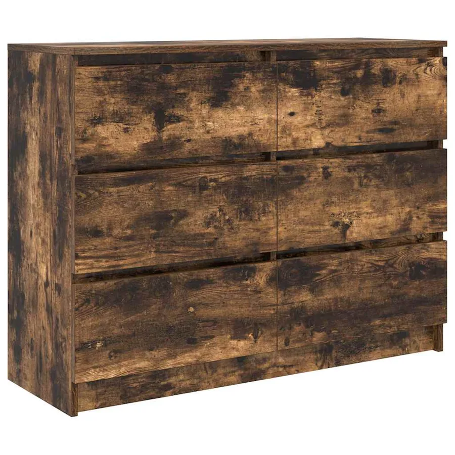 Buffet chêne fumé 100x35x76 cm bois d'ingénierie - 2