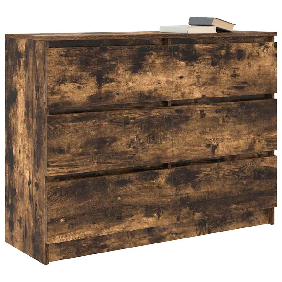 Buffet chêne fumé 100x35x76 cm bois d'ingénierie - 4
