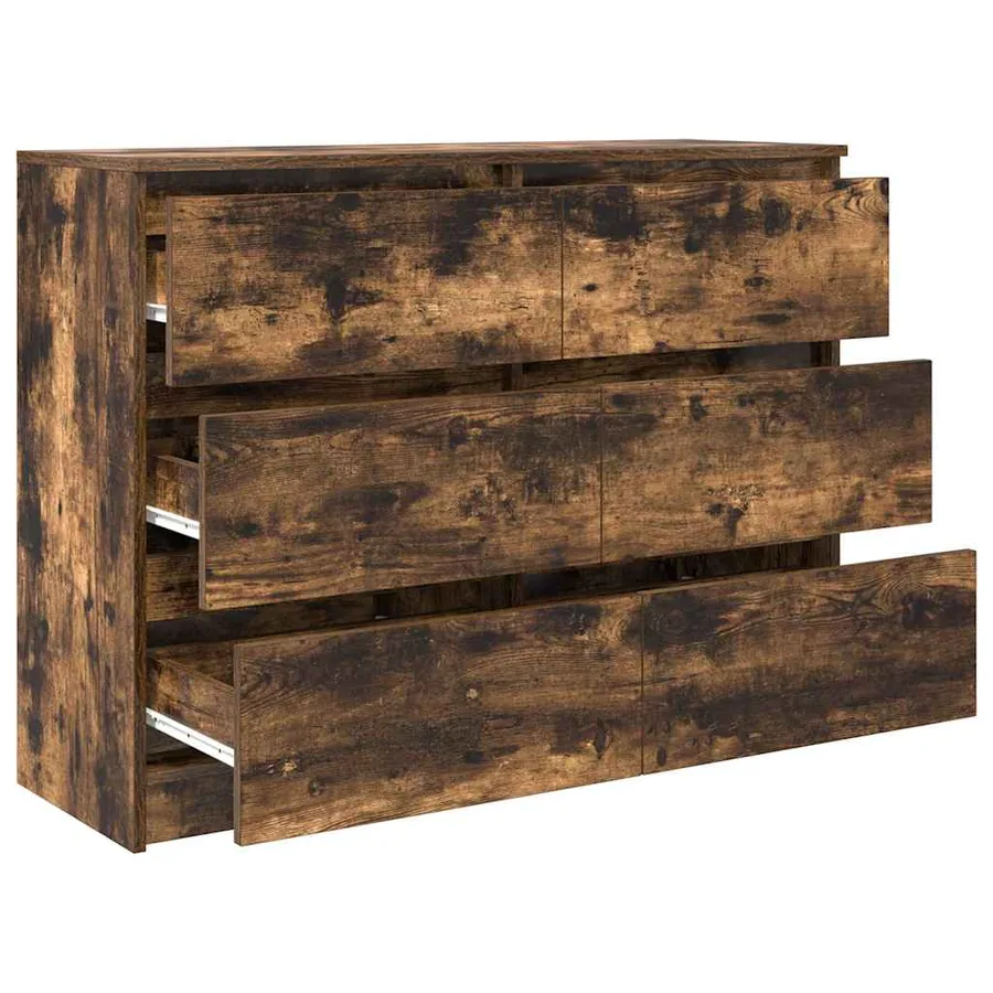 Buffet chêne fumé 100x35x76 cm bois d'ingénierie - 5