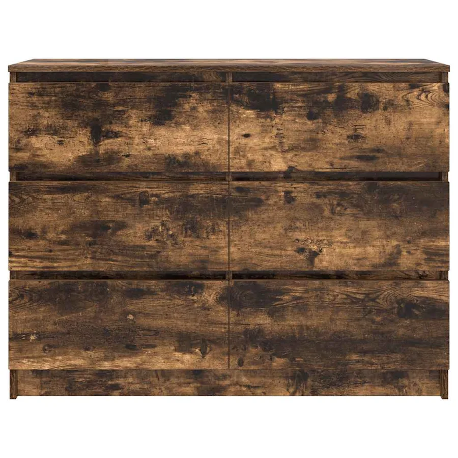 Buffet chêne fumé 100x35x76 cm bois d'ingénierie - 6
