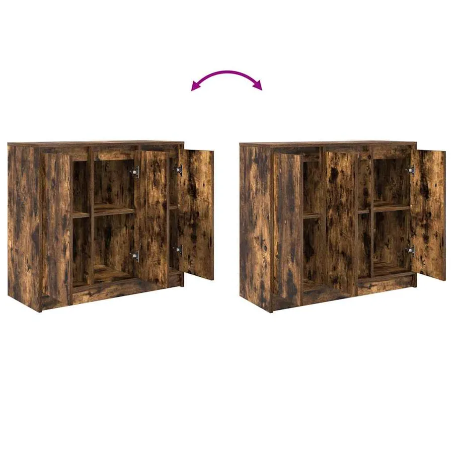 Buffet chêne fumé 85x34x76 cm bois d'ingénierie - 9