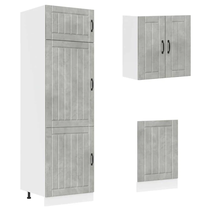 Ensemble de 8 meubles de cuisine "Lucca" en bois d'ingénierie gris béton - 5