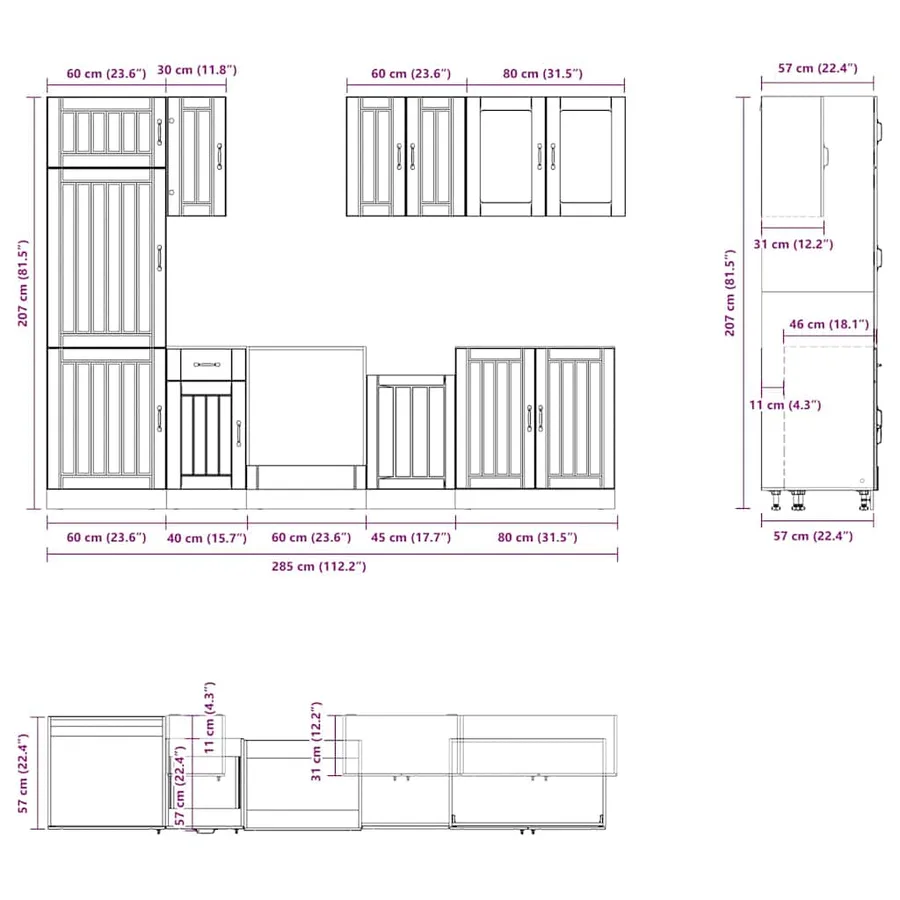 Ensemble d'armoires de cuisine 8 pcs Kalmar bois d'ingénierie - 8