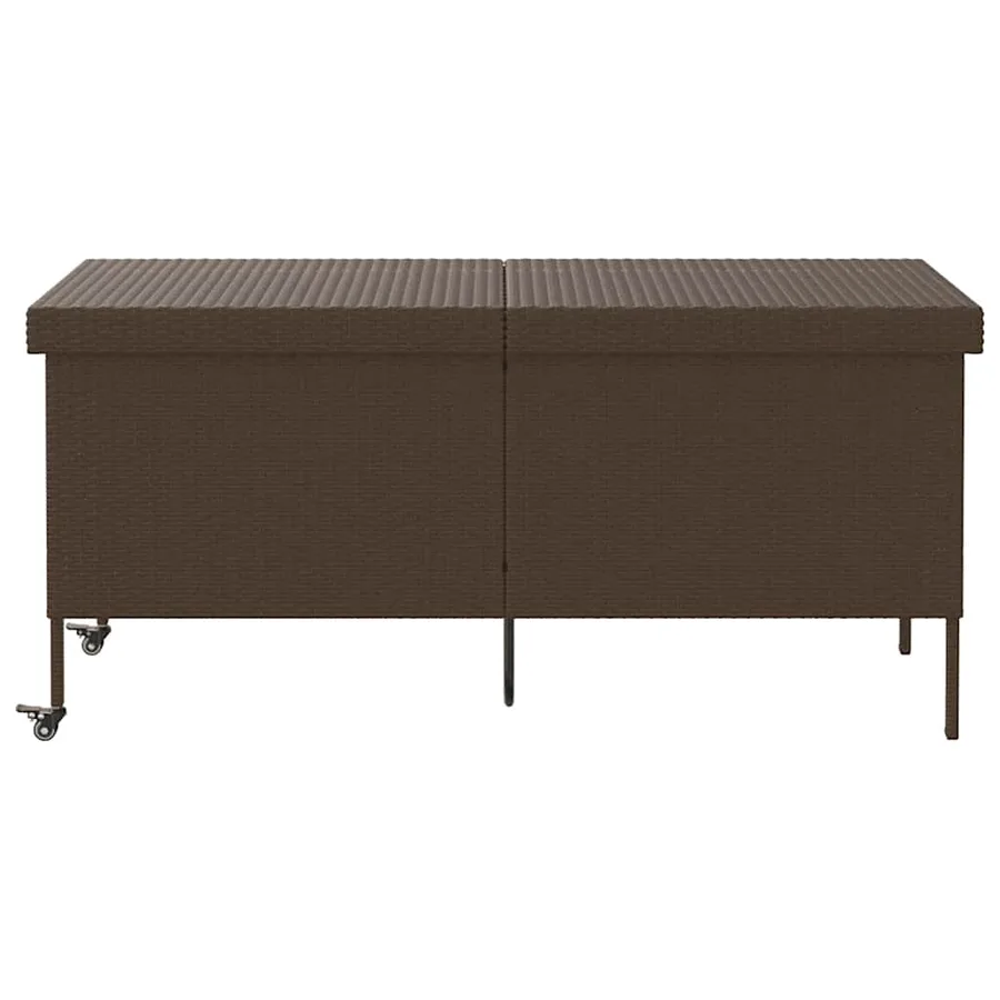 Boîte rangement jardin roues marron 160x55x75 cm résine tressée - 3