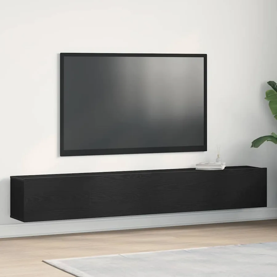 Meuble TV 2 pcs Noir 100 x 30 x 30 cm Bois d'ingénierie