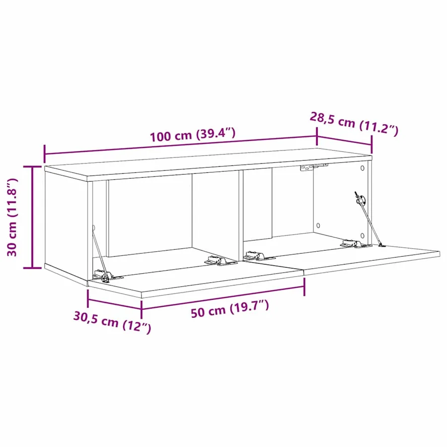 Meuble TV 2 pcs Noir 100 x 30 x 30 cm Bois d'ingénierie - 12