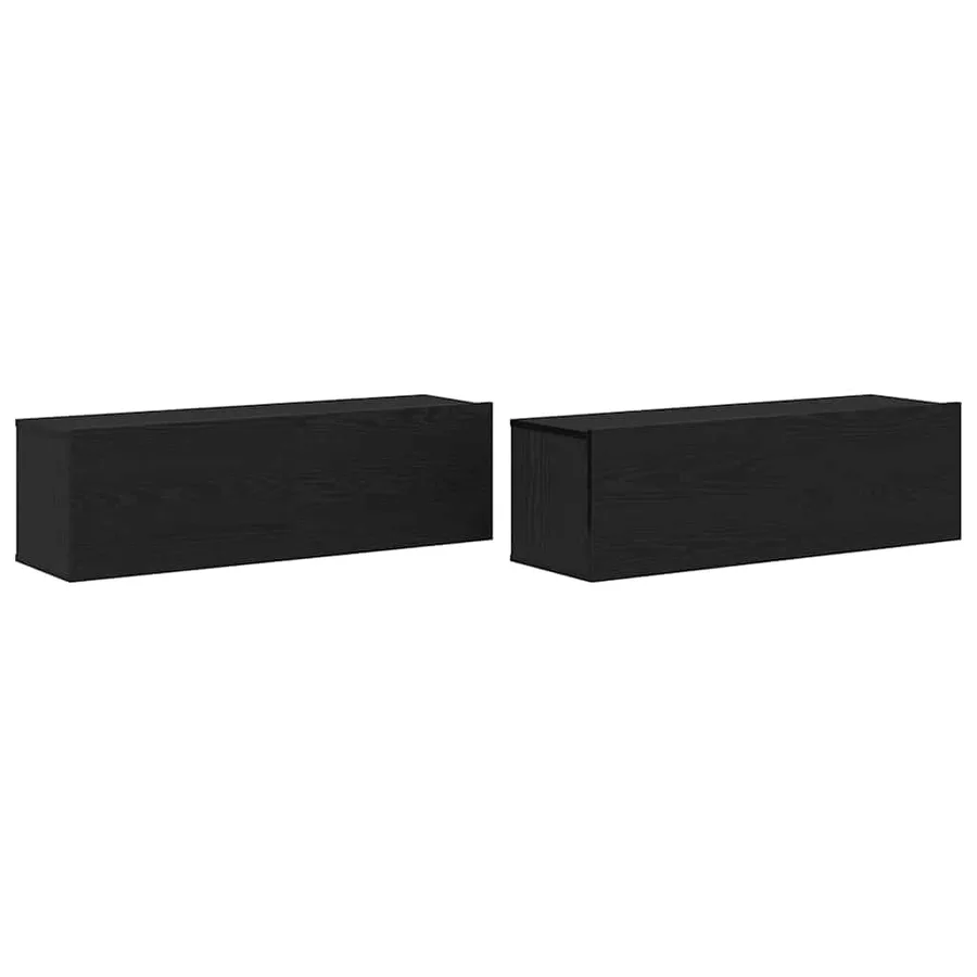 Meuble TV 2 pcs Noir 100 x 30 x 30 cm Bois d'ingénierie - 2