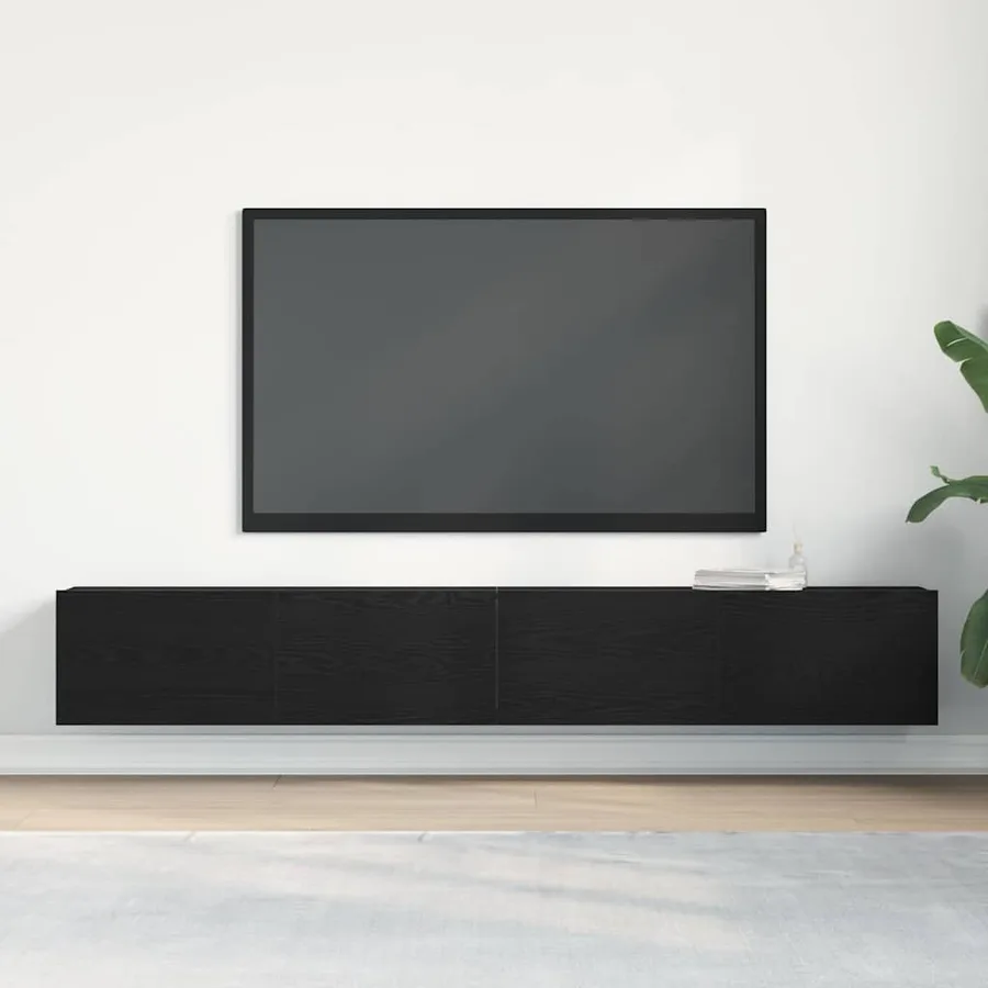 Meuble TV 2 pcs Noir 100 x 30 x 30 cm Bois d'ingénierie - 4