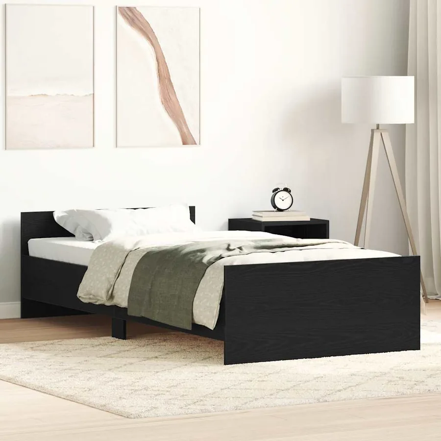 Cadre de lit sans matelas chêne noir 100x200 cm