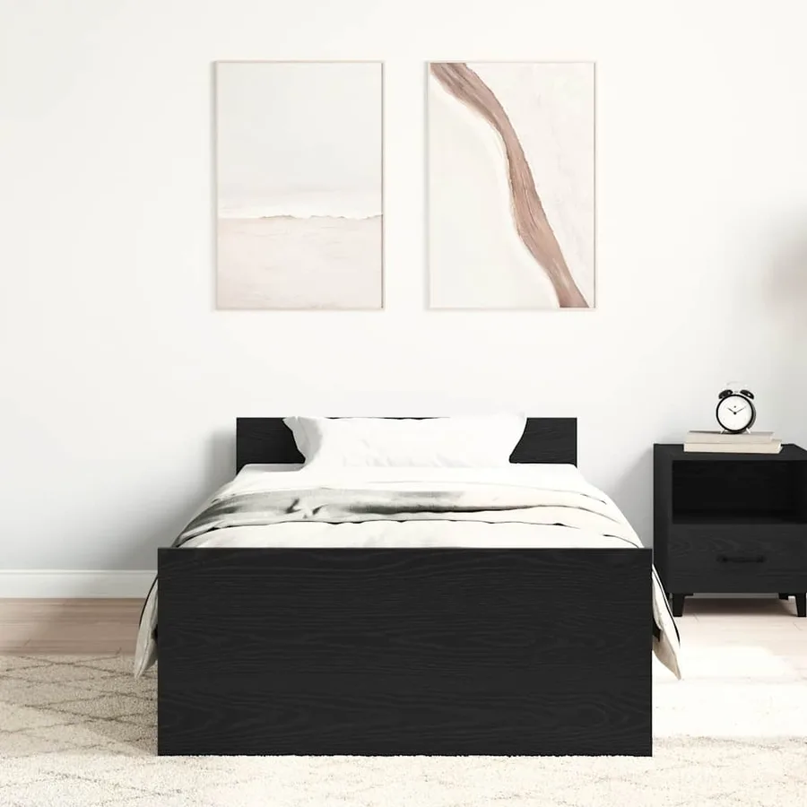 Cadre de lit sans matelas chêne noir 100x200 cm - 3