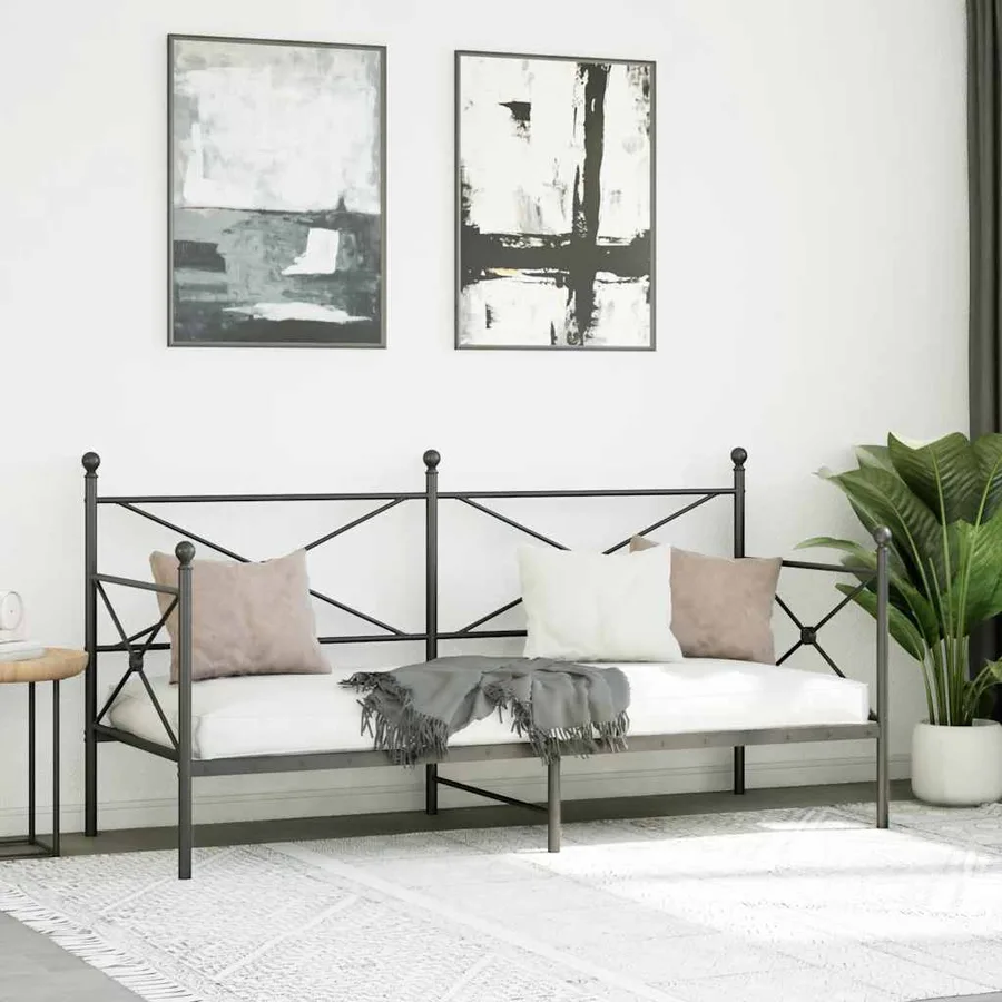 Lit de repos sans matelas noir 90x200 cm acier - 3