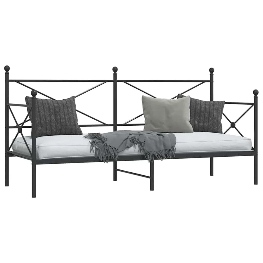 Lit de repos sans matelas noir 90x200 cm acier - 4