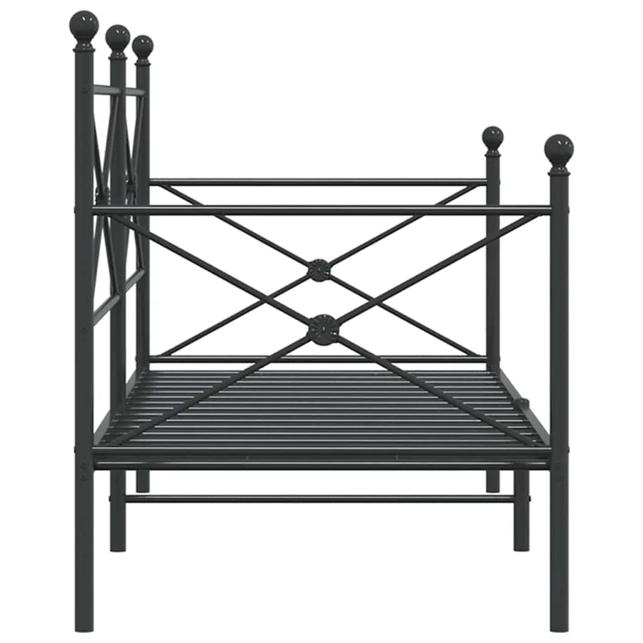Lit de repos sans matelas noir 90x200 cm acier - 6