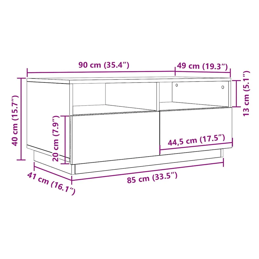 Table basse avec lumières LED chêne noir 90x49x40 cm - 13