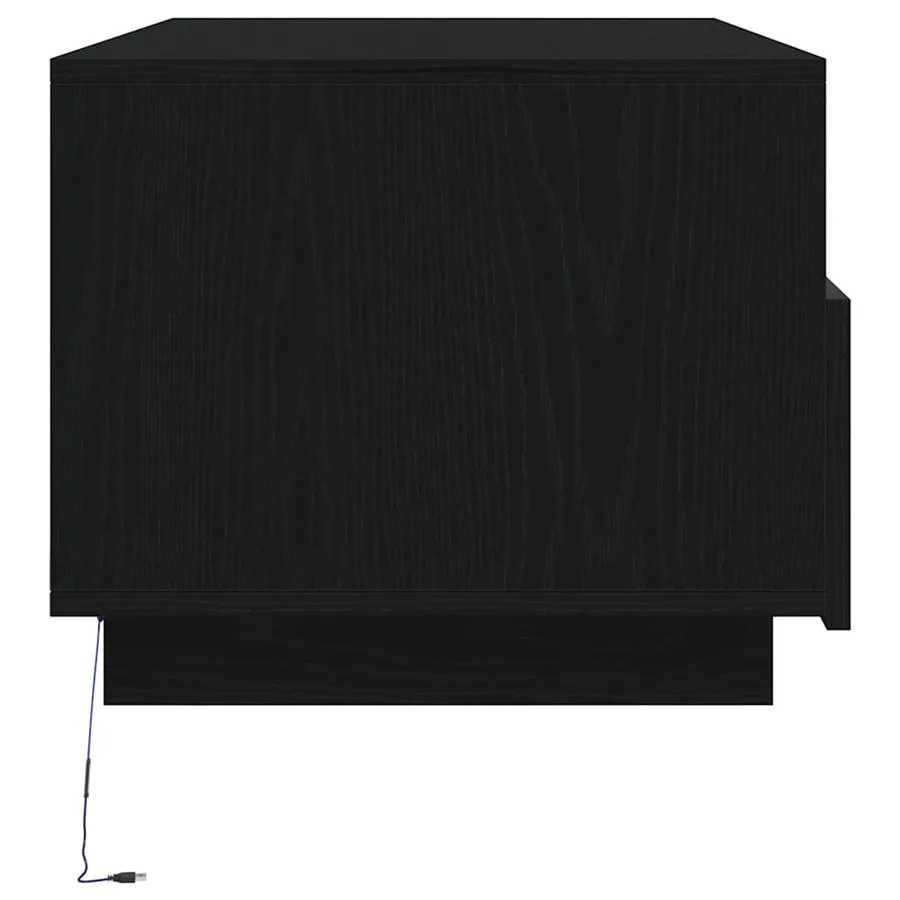 Table basse avec lumières LED chêne noir 90x49x40 cm - 7