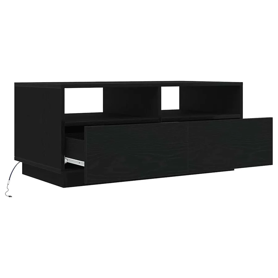Table basse avec lumières LED chêne noir 90x49x40 cm - 9
