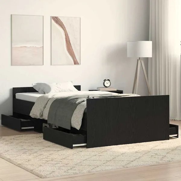 Cadre de lit Chêne noir 203 x 103 x 50 cm Bois d'ingénierie