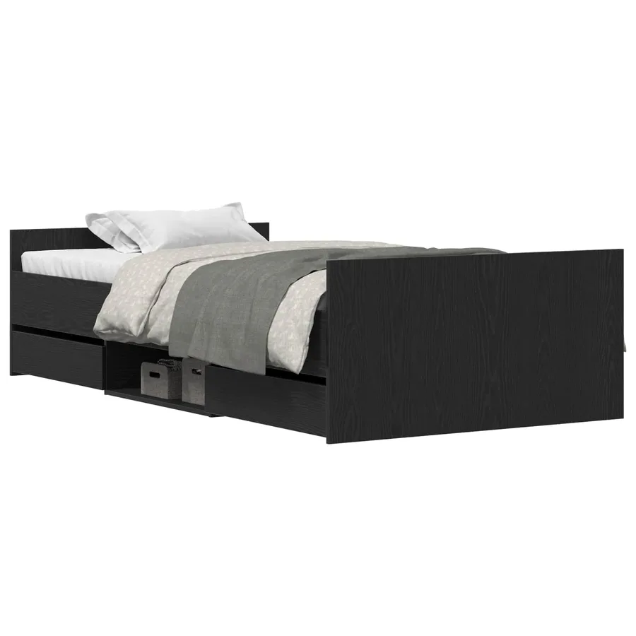 Cadre de lit Chêne noir 203 x 103 x 50 cm Bois d'ingénierie - 2