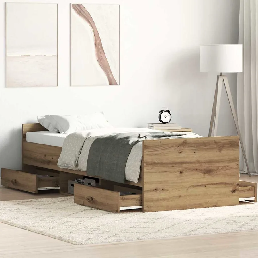 Cadre de lit Chêne artisanal 193 x 78 x 50 cm Bois d'ingénierie