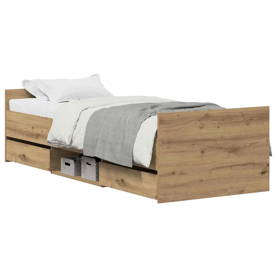Cadre de lit Chêne artisanal 193 x 78 x 50 cm Bois d'ingénierie - 2