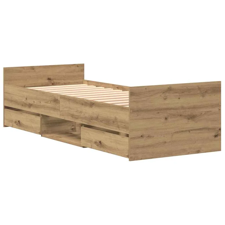 Cadre de lit Chêne artisanal 193 x 78 x 50 cm Bois d'ingénierie - 4
