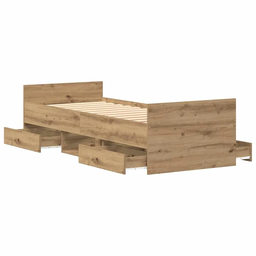 Cadre de lit Chêne artisanal 193 x 78 x 50 cm Bois d'ingénierie - 5