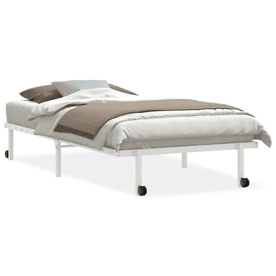 Cadre de lit sans matelas pliable blanc 100x190 cm acier - 2