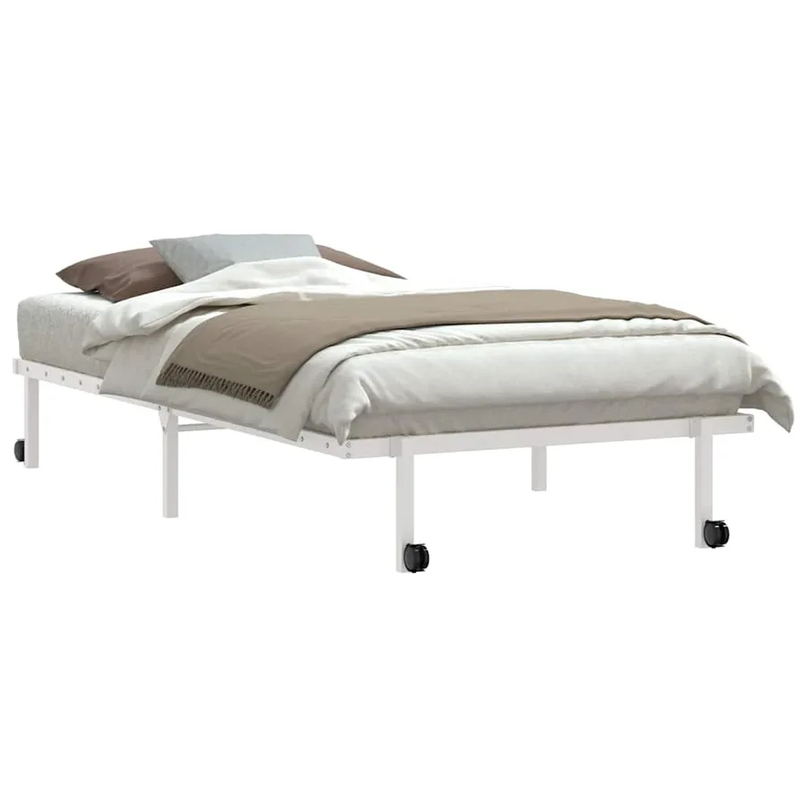 Cadre de lit sans matelas pliable blanc 100x190 cm acier - 3