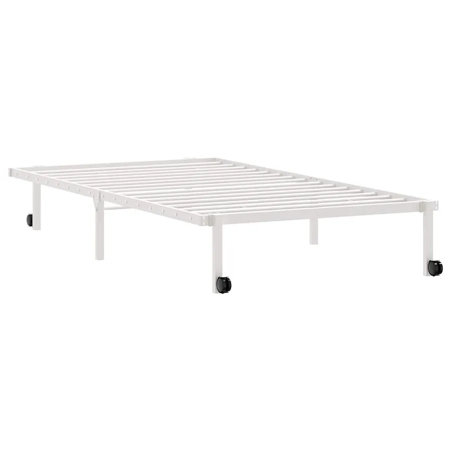 Cadre de lit sans matelas pliable blanc 100x190 cm acier - 8