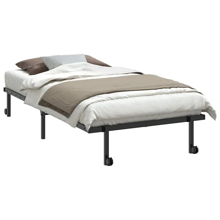 Cadre de lit sans matelas pliable noir 100x190 cm acier - 3