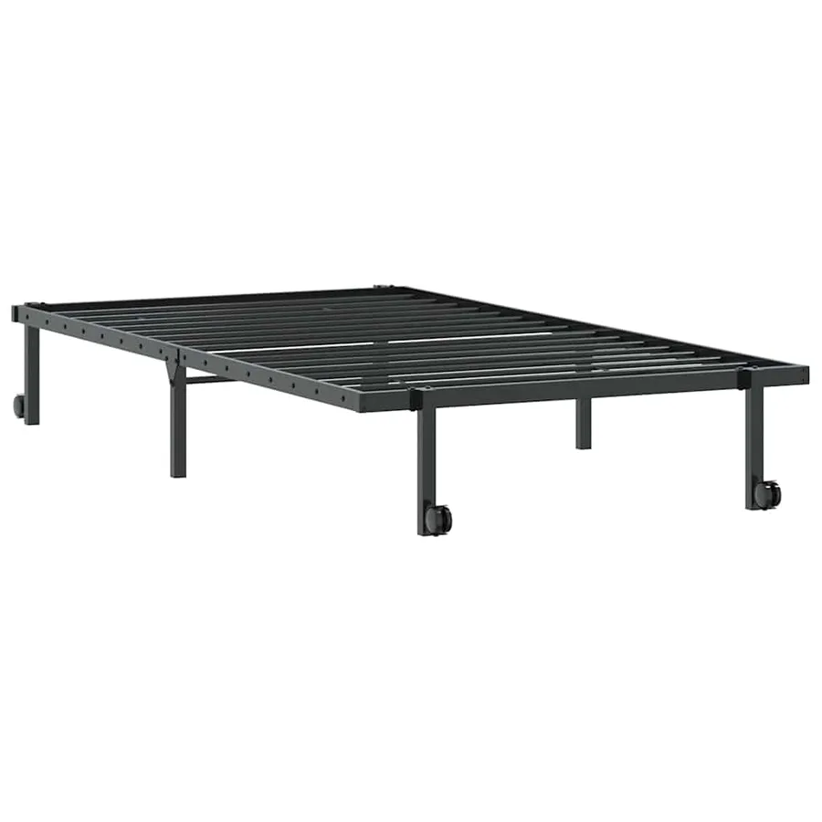 Cadre de lit sans matelas pliable noir 100x190 cm acier - 5