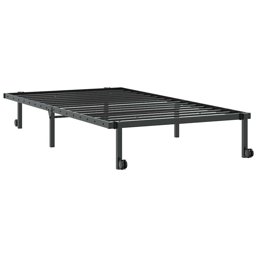 Cadre de lit sans matelas pliable noir 100x190 cm acier - 8