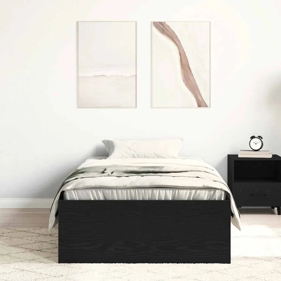 Cadre de lit sans matelas en chêne noir 100x200 cm bois d'ingénierie - 3