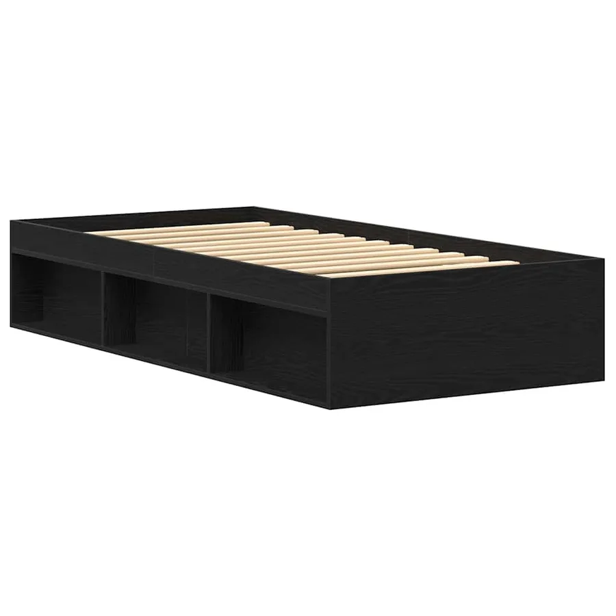 Cadre de lit sans matelas en chêne noir 100x200 cm bois d'ingénierie - 4