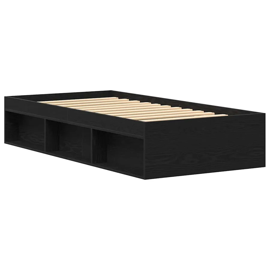 Cadre de lit sans matelas en chêne noir 100x200 cm bois d'ingénierie - 7