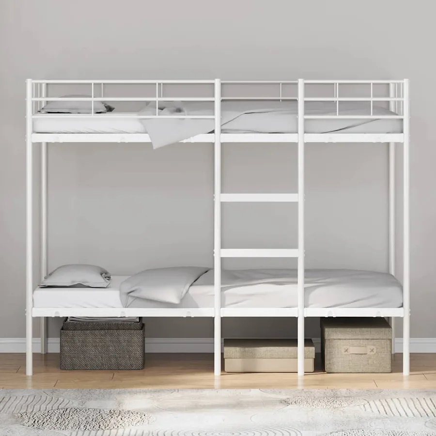 Lit superposé sans matelas blanc 75x190 cm acier - 3
