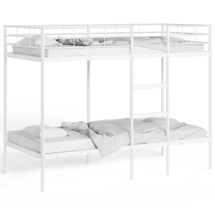 Lit superposé sans matelas blanc 75x190 cm acier - 4