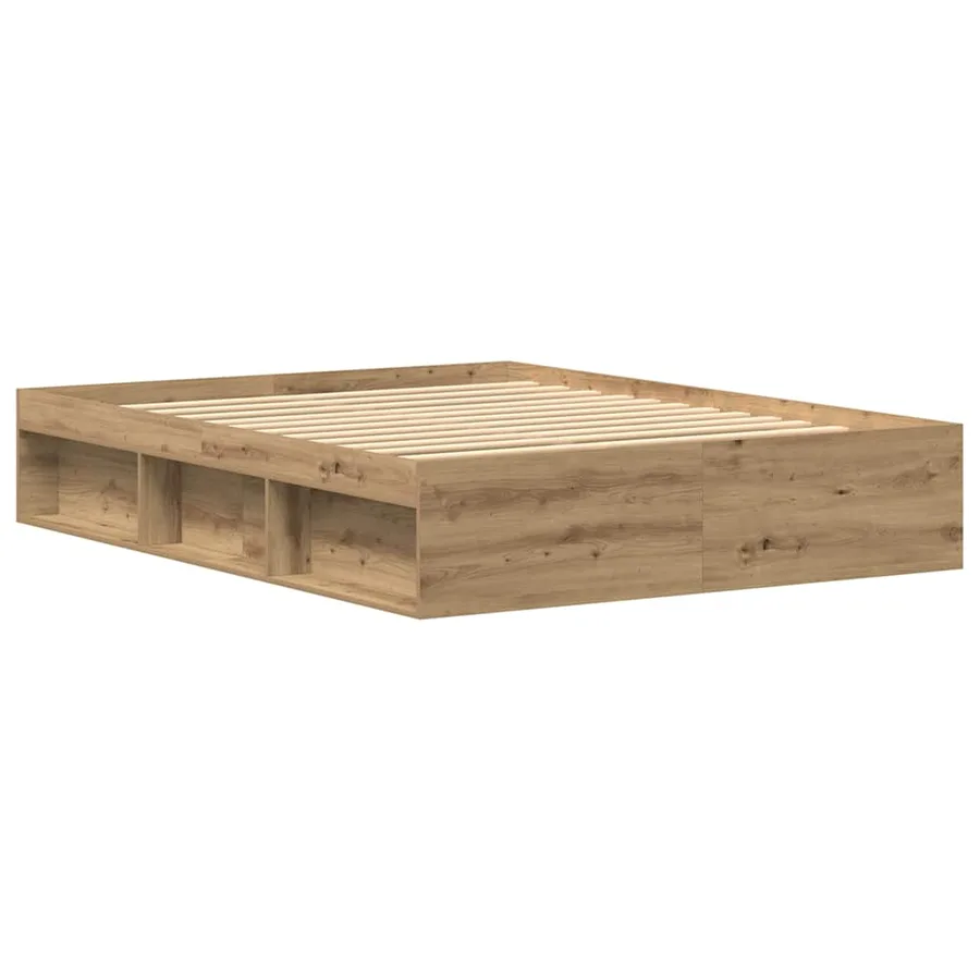 Cadre de lit sans matelas en chêne massif 150 x 200 cm bois d'ingénierie - 4