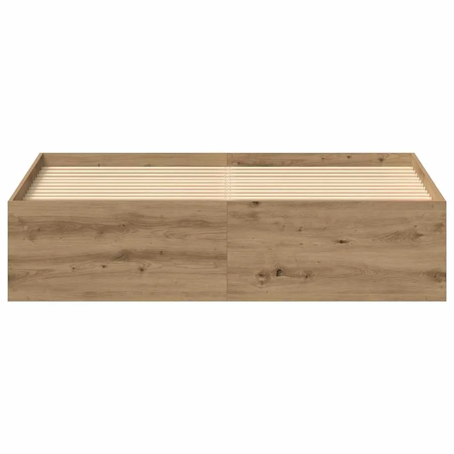 Cadre de lit sans matelas en chêne massif 150 x 200 cm bois d'ingénierie - 5