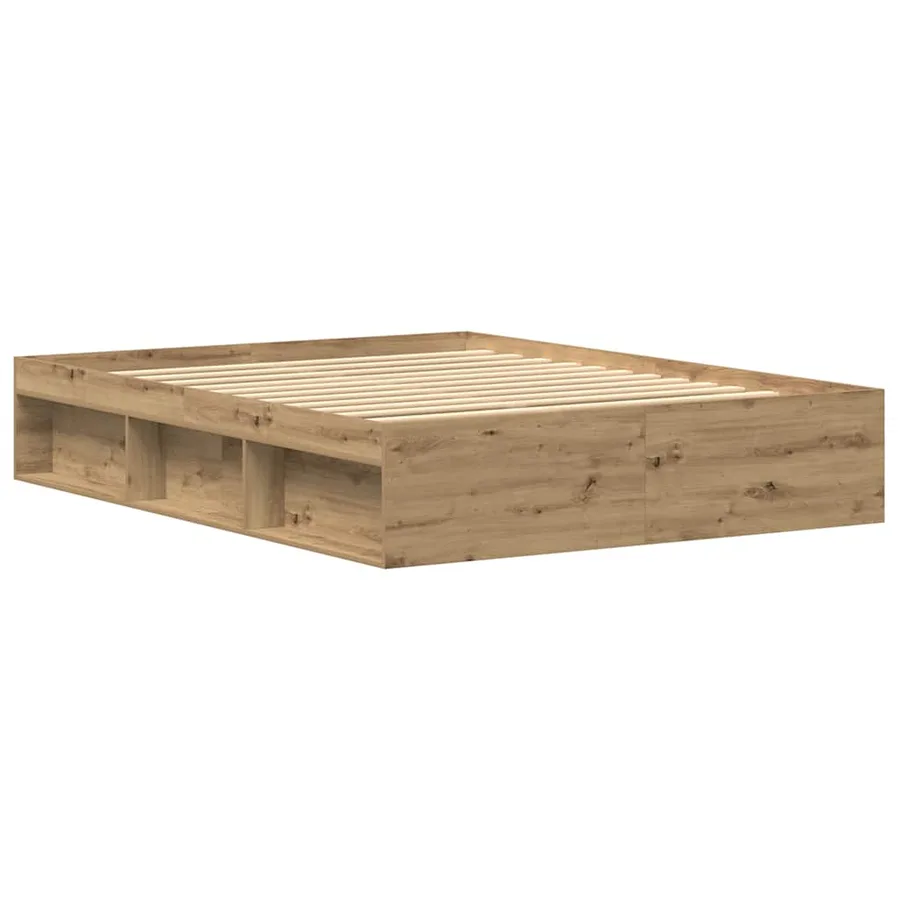 Cadre de lit sans matelas en chêne massif 150 x 200 cm bois d'ingénierie - 7