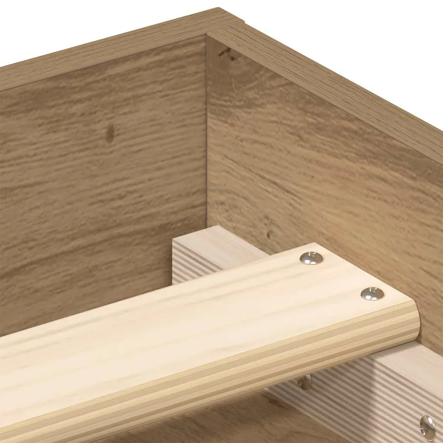 Cadre de lit sans matelas en chêne massif 150 x 200 cm bois d'ingénierie - 8