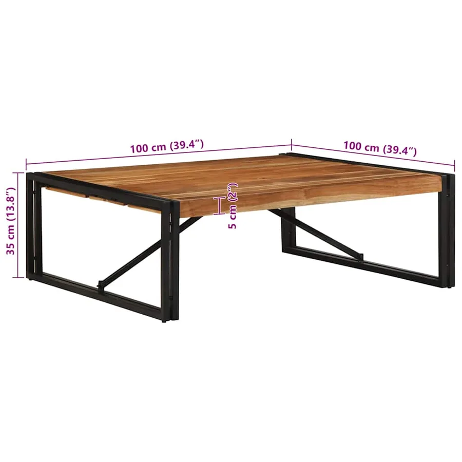 Table basse 100x100x35 cm bois massif acacia - 9