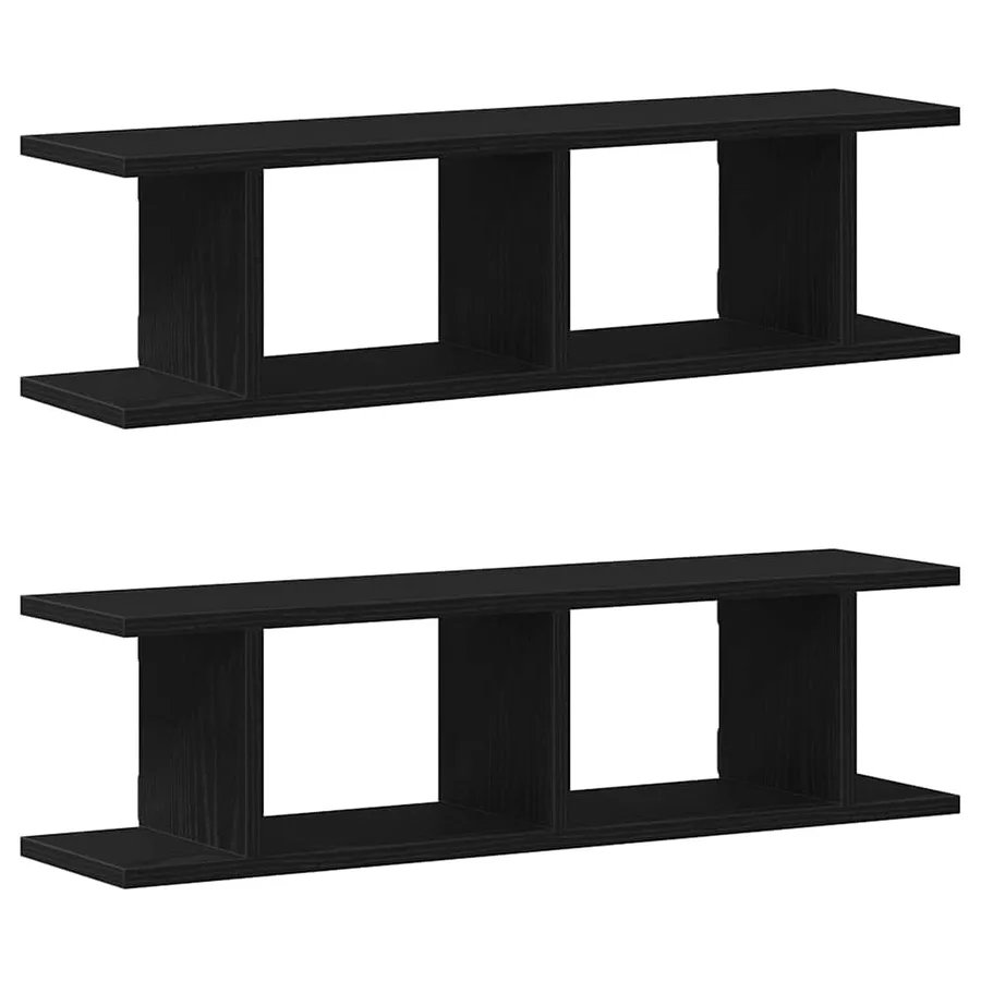 Étagères murales 2 pcs chêne noir 75x18x20 cm bois d'ingénierie - 2