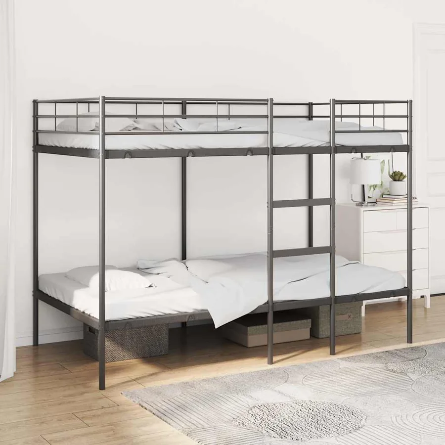 Lit superposé sans matelas noir 100x200 cm acier