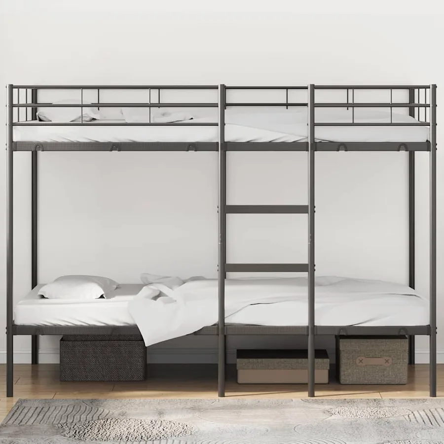 Lit superposé sans matelas noir 100x200 cm acier - 3