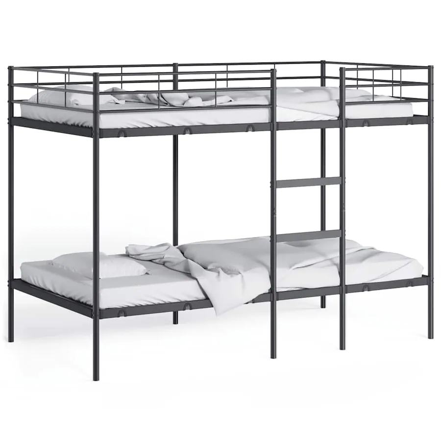 Lit superposé sans matelas noir 100x200 cm acier - 4