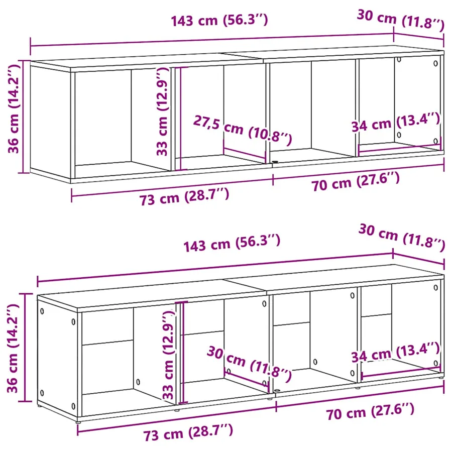 Bibliothèques 3 pcs vieux bois bois d'ingénierie - 14