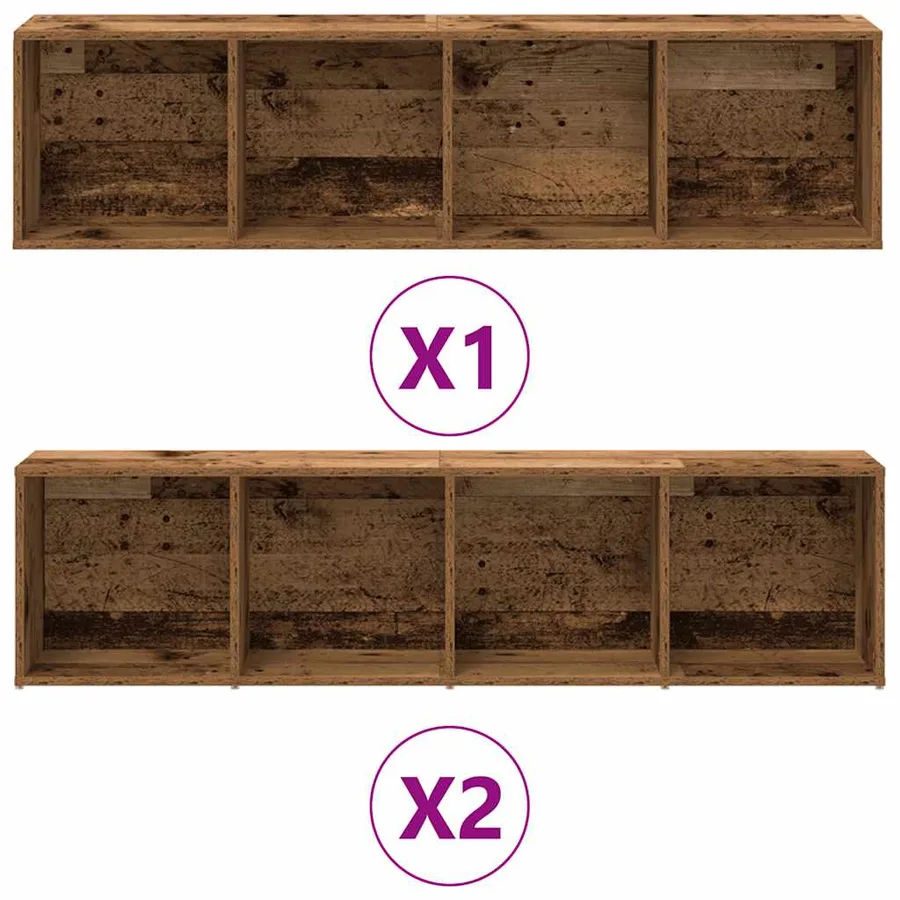 Bibliothèques 3 pcs vieux bois bois d'ingénierie - 5