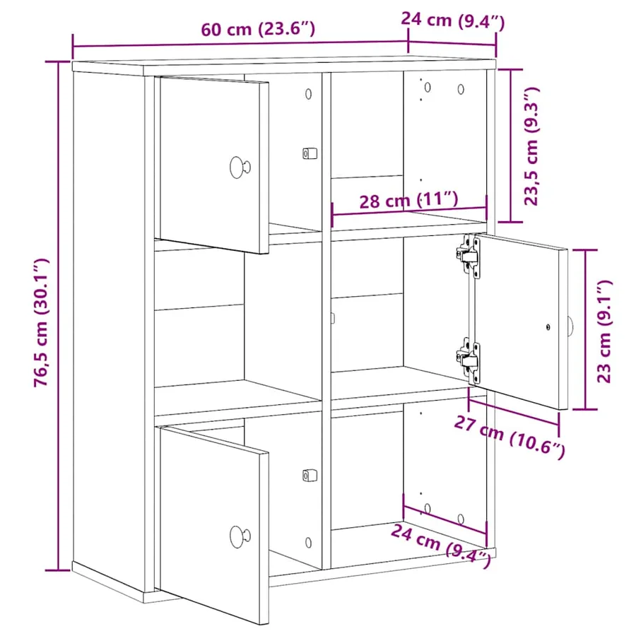 Bibliothèque blanc 60x24x76,5 cm bois d'ingénierie - 11